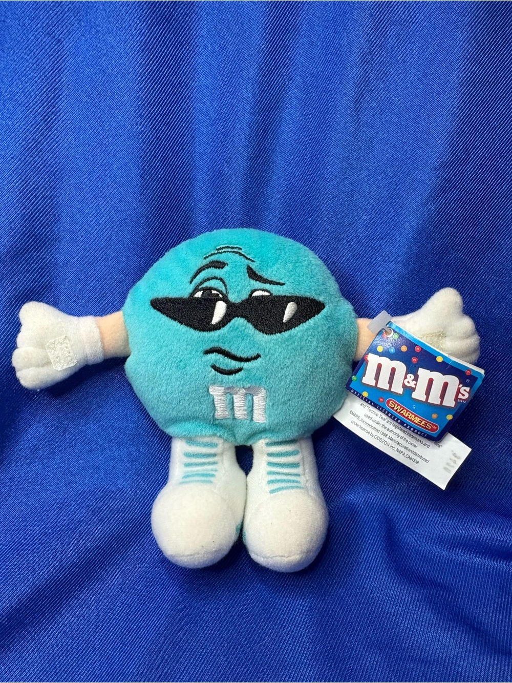 Vintage 1998 M&M’s Minis Swarmees Techno Teal Plush Toy w/ Tags